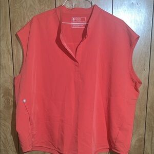 FIGS Sleeveless Tunic Scrub Top in Coral Red
